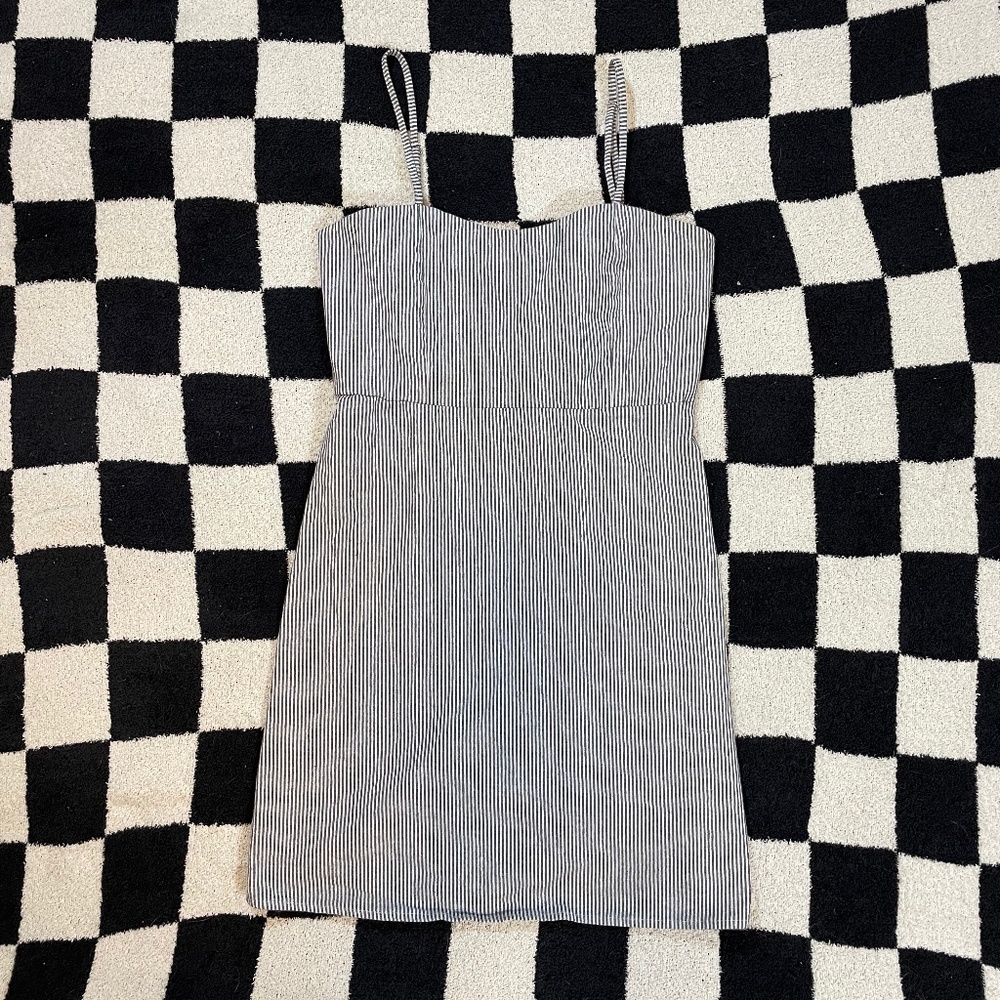 brandy melville karla dress navy white striped mini nautical beachy